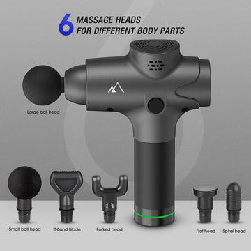 Terra Hiker Portable Muscle Massage Gun with 6 Massage Heads, 20 Adjustable Speeds, Powerful Cordless Deep Tissue Percussion Massager for Pain Relief, Handheld Electric Body Massager - Imported from UK